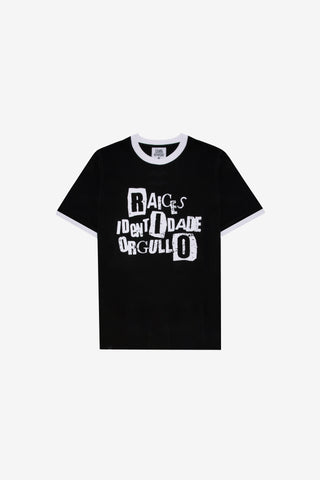 Camiseta Negra "Raíces, Identidade, Orgullo"